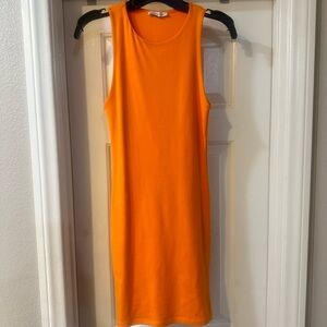 Zara Sleeveless Midi Dress in Bright Orange